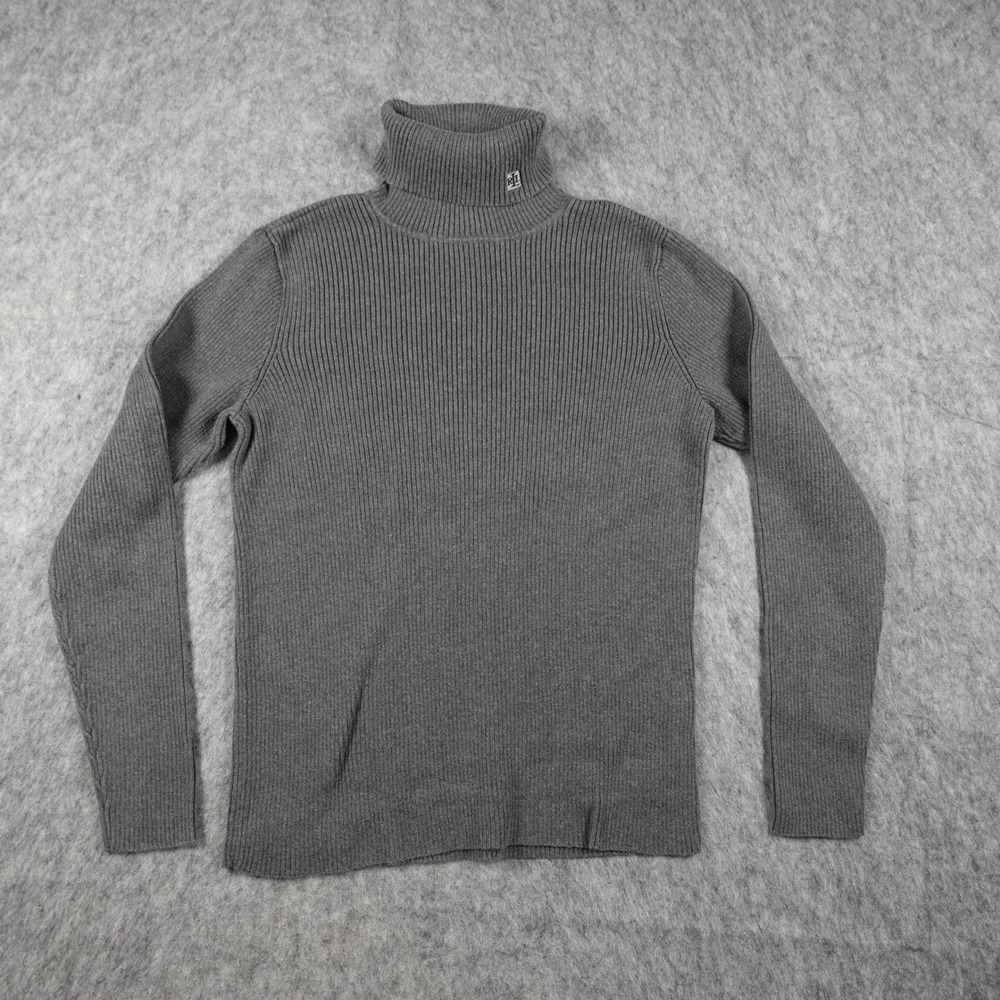 Ralph Lauren Sweater Womens Small Gray Ribbed Cotton‎ Turtleneck Long Sleeve